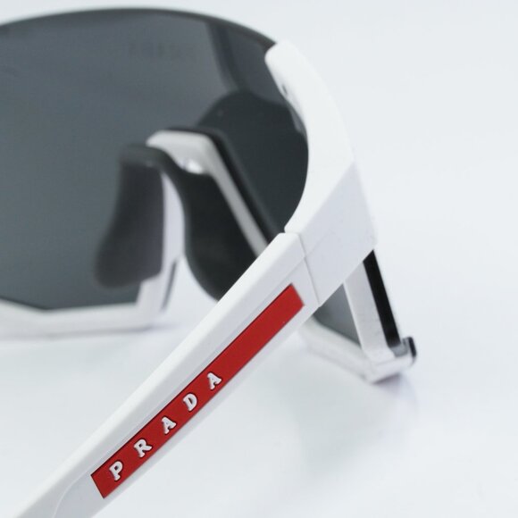 Prada Sport PS04WSF TWK06F Sunglasses White Rubber Shield Frame, Grey Lenses - Picture 8 of 12
